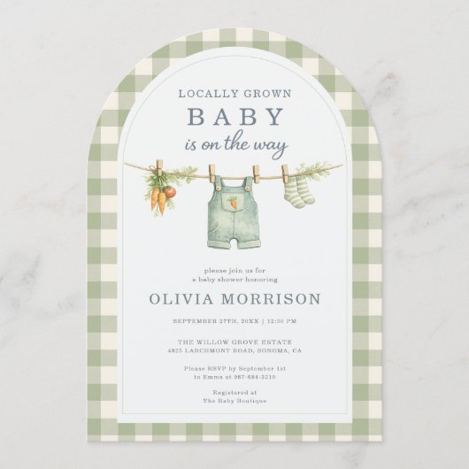 Locally Grown Baby Shower Einladung (Vorderseite)