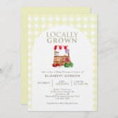 Locally Grown Baby Shower Farm Market Gingham Einladung (Vorne/Hinten)