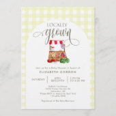 Locally Grown Baby Shower Farm Market Gingham Einladung (Vorderseite)