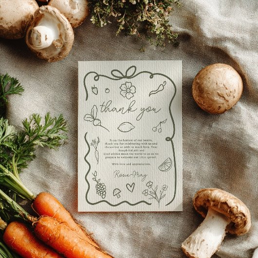 Locally Grown Baby Shower Rustic Farmer’s Market Dankeskarte