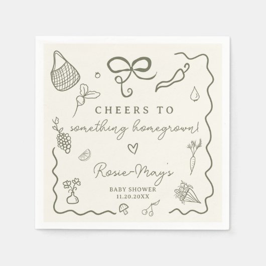 Locally Grown Baby Shower Rustic Farmer’s Market Serviette (Vorderseite)