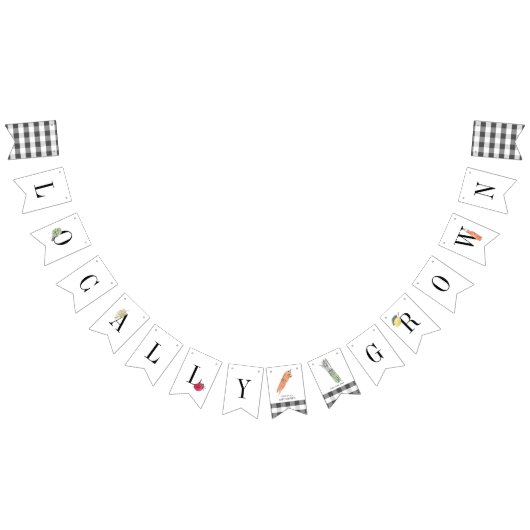 Locally Grown Farmers Market Black Baby Shower Wimpelkette (Alle)