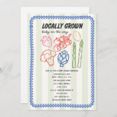 Locally Grown Farmers Market Blue Boy Baby Shower Einladung (Vorne/Hinten)