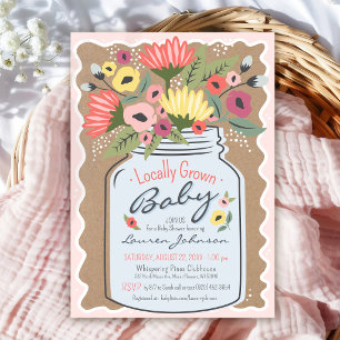 Locally Grown Farmers Market Floral Baby Shower au Einladung