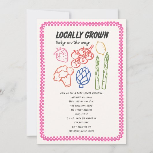 Locally Grown Farmer's Market Girl Baby Shower Einladung (Vorderseite)