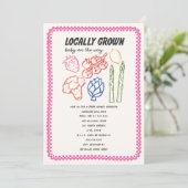 Locally Grown Farmer's Market Girl Baby Shower Einladung (Stehend Vorderseite)
