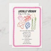 Locally Grown Farmer's Market Girl Baby Shower Einladung (Vorne/Hinten)