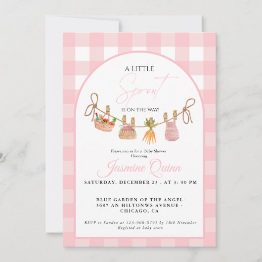 Locally grown Girl baby shower little sprout Einladung (Vorderseite)