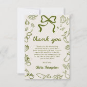 Locally Grown Hand Drawn Baby Shower Dankeskarte (Vorderseite)