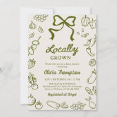 Locally Grown Hand Drawn Baby Shower Einladung (Vorderseite)