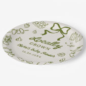 Locally Grown Hand Drawn Baby Shower Pappteller (Schrägansicht)