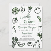 Locally Grown Hand Drawn Farm Fresh Baby Shower Einladung (Vorderseite)