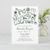 Locally Grown Hand Drawn Farm Veggies Baby Shower Einladung (Stehend Vorderseite)
