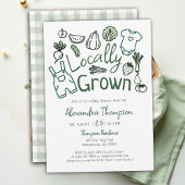 Locally Grown Hand Drawn Farm Veggies Baby Shower Einladung