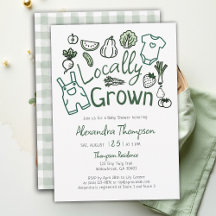 Locally Grown Hand Drawn Farm Veggies Baby Shower