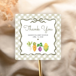 Locally Grown Little Sprout Baby Shower Quadratischer Aufkleber