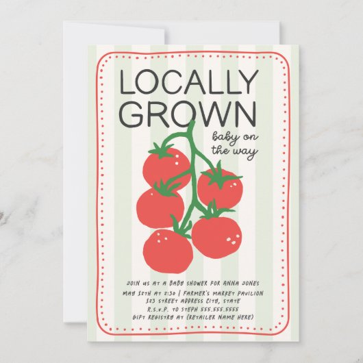 Locally Grown Market Tomato Neutral Baby Shower Einladung (Vorderseite)