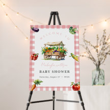 Locally Grown pink Baby Shower Welcome Sign Poster
