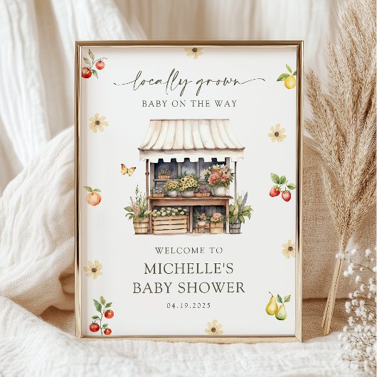 Locally Grown Rustic Boho Baby Shower Welcome Sign Poster