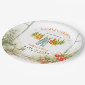 Locally Grown Veggie Clothesline Baby Shower Pappteller (Schrägansicht)