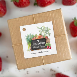 Locally Grown Watercolor Baby Shower Thank You Geschenkanhänger