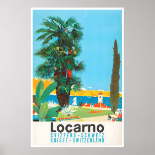 Locarno Reiseplakat Vintage Art Schweiz Skifahren Poster