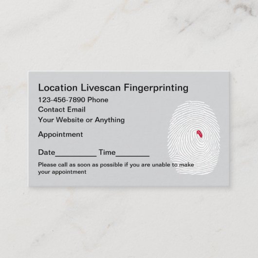 Location Mobile Fingerprinting Services Terminkarte (Vorderseite)