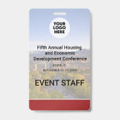 Location Replaceable Photo Logo QR Conference  Ausweis (Vorderseite)