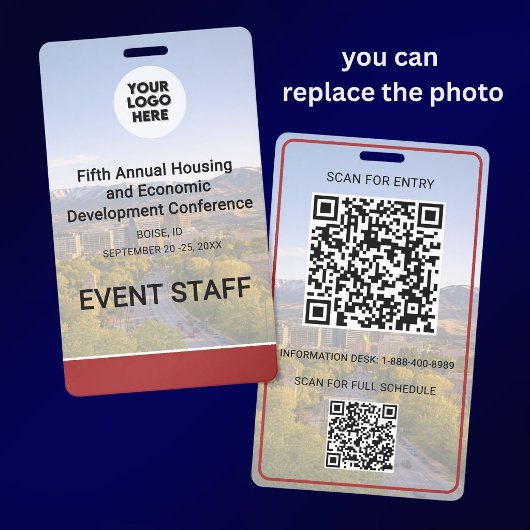Location Replaceable Photo Logo QR Conference  Ausweis