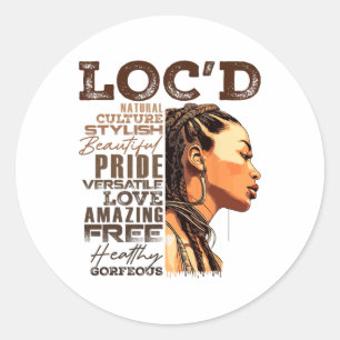 Loc'd Hair Pride Black Queen Afro Girl Dread Runder Aufkleber