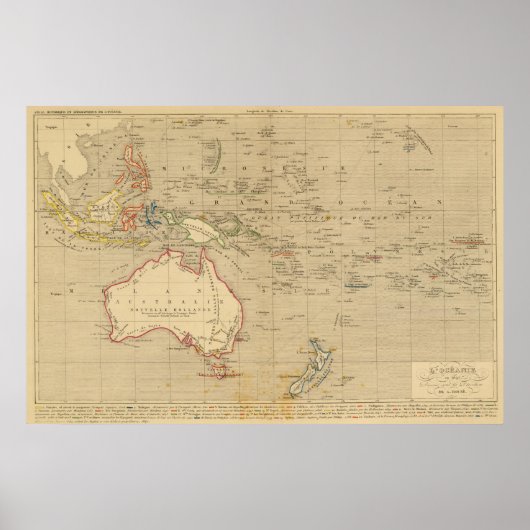 L'Oceanie en 1841 Poster (Vorne)