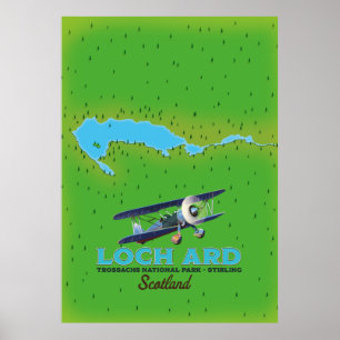 Loch Ard Trossachs Nationalpark, Stirling Karte Poster