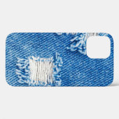 Loch auf Denim Jeans. Ripped Destroyed Torn Blue j Case-Mate iPhone Hülle (Rückseite (Horizontal))