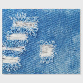 Loch auf Denim Jeans. Ripped Destroyed Torn Blue j Geschenkpapier (Flach)