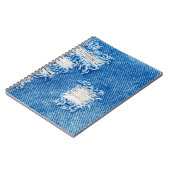 Loch auf Denim Jeans. Ripped Destroyed Torn Blue j Notizblock (Linke Seite)