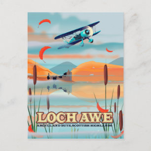 Loch Awe Schottland Reiseplakat Postkarte