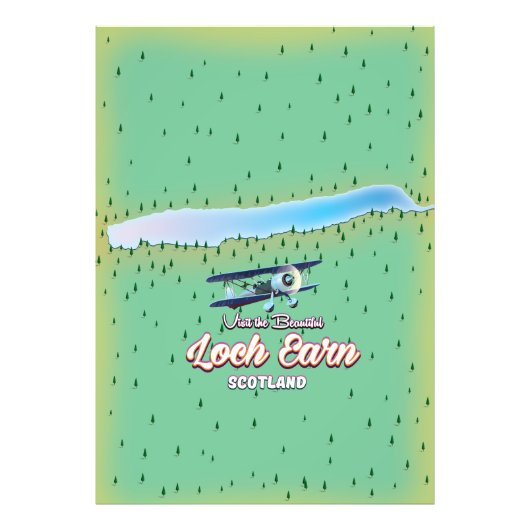 Loch Earnmap Scotland Vintage Karte Fotodruck (Vorne)