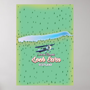 Loch Earnmap Scotland vintage map Poster