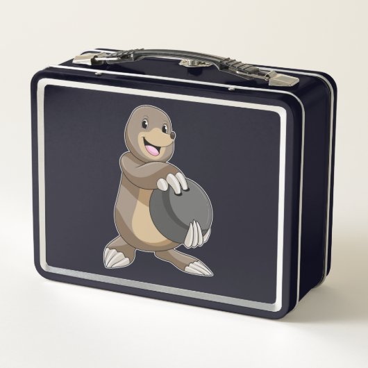 Loch im Bowling mit Bowlingball Metall Brotdose (Rückseite)