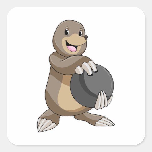 Loch im Bowling mit Bowlingball Quadratischer Aufkleber (Vorderseite)