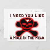 Loch im Kopf Anti-Valentin Feiertagspostkarte (Vorne/Hinten)