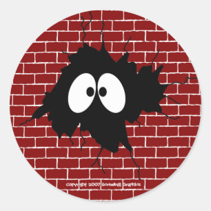 Loch in den Wandklebern Runder Aufkleber