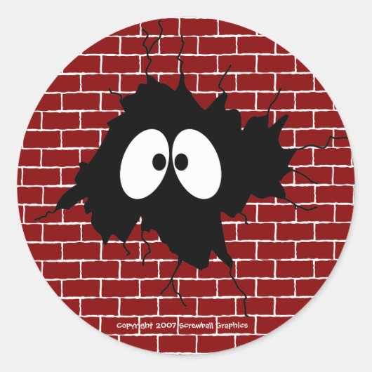 Loch in den Wandklebern Runder Aufkleber (Vorderseite)