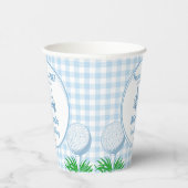 Loch in einem blauen Gingham Golf Party mit Monogr Pappbecher (Rechts)