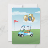 Loch in einem BUDGET Junge Golf Par-tee 1. Geburts Einladung (Rückseite)