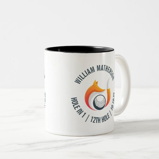 Loch in einem Fox und Ball Personalisiert Zweifarbige Tasse (VorderseiteRechts)