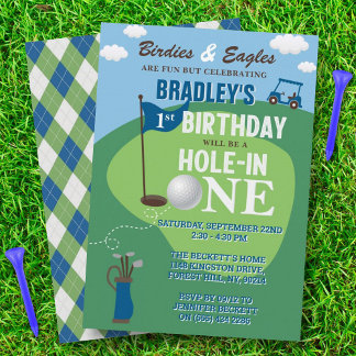 Loch in einem Golf 1. Geburtstag Einladung
