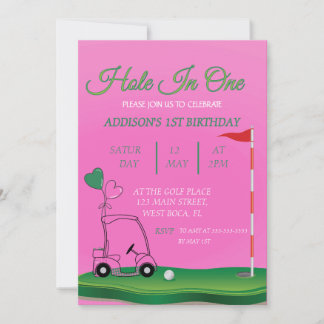 Loch in einem Golf 1. Mädchen zum Geburtstag Einla Einladung