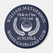 Loch in einem Golf Ball und Kranz Navy Blue Magnet (Vorne)