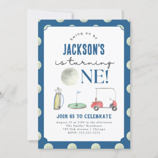 Loch in einem Golf Boy Einladung zum 1. Geburtstag